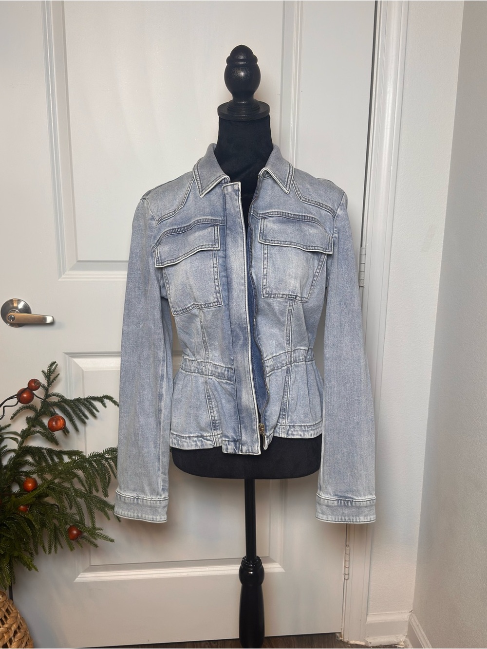 White House Black Market Light Wash Denim Jacket